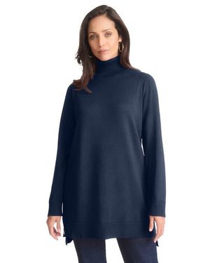 Jessica London Side Button Turtleneck - Blue