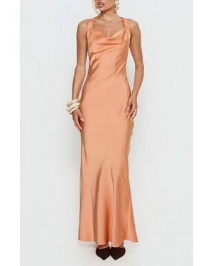 Princess Polly Isitt Cowl Crossover Back Maxi Dress - Orange