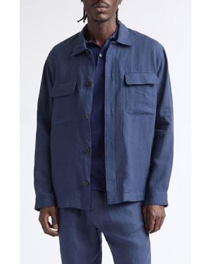 Sunspel Linen Overshirt - Blue