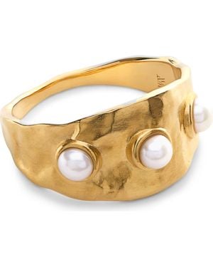Monica Vinader Capri Triple Freshwater Pearl Stacking Ring - Metallic