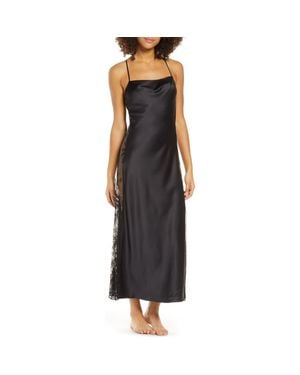 Rya Collection Darling Satin & Lace Nightgown - Black
