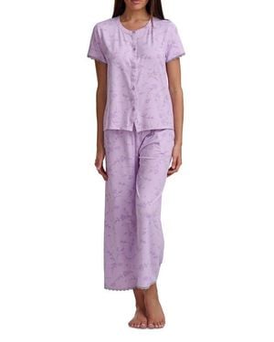 Splendid Print Crop Pajamas - Purple