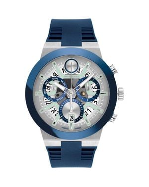 Movado Bold Fusion Skeleton Chronograph Silicone Strap Watch, 44.5Mm - Blue