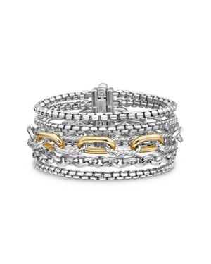 David Yurman Multi-Row Chain Bracelet With 18K - Gray