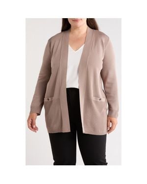 Anne Klein Pocket Open Front Cardigan - Natural