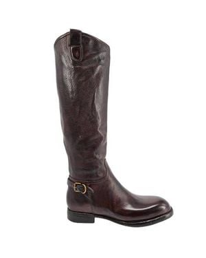 Madison Maison Leather Side Zip Knee High Boot - Brown