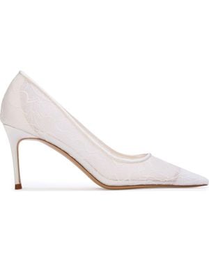 Black Suede Studio Mia 80 Lace Pump - White