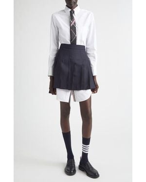 Thom Browne Long Sleeve Oxford Shirtdress - White