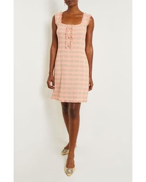 Misook Fringe Detail Tweed Dress - Natural