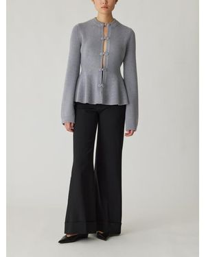Rebecca Taylor Novlety Wool Peplum Cardi - Gray