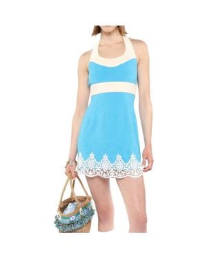 Anna Sui Cabana Terry Halter Lace Dress - Blue