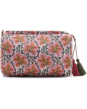 Mango Textured Cotton Cosmetics Bag - Pink