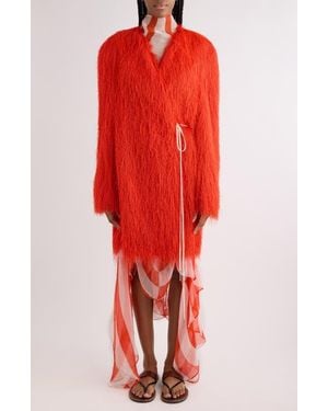 Dries Van Noten Fringe Wrap Coat - Red