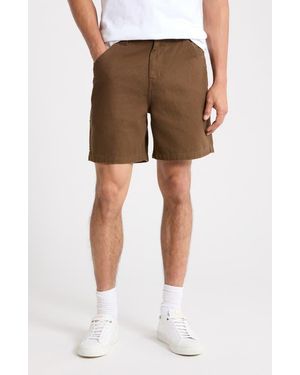 Seager Co. Bison Flat Front Canvas Shorts - Brown