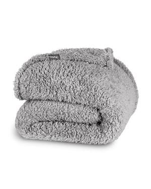 Bare Home Solid Faux Shearling Blanket - Gray