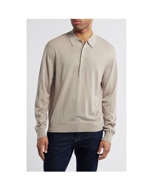 NN07 Long Sleeve Wool Blend Polo Sweater - Pink