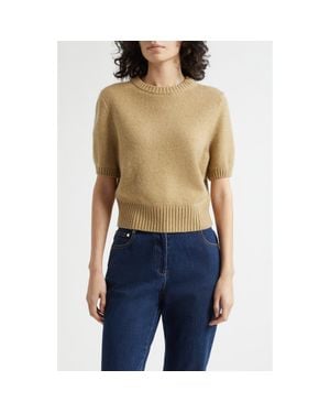 Toccin Elsie Short Sleeve Wool & Cashmere Sweater - Blue