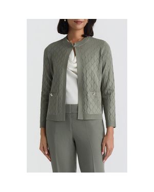 Kasper Diamond Stitch Cardigan - Gray