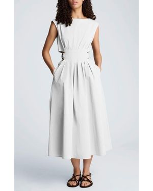 Kenneth Cole Cutout D-Ring Tie Back Midi Dress - White