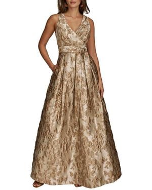 Donna Karan Metallic Jacquard Ballgown - Natural