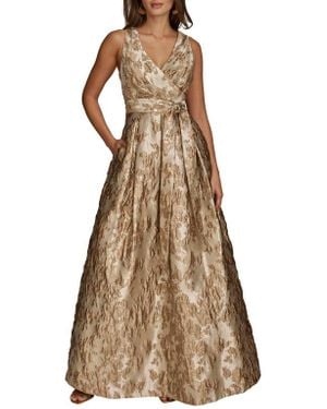 Donna Karan Metallic Jacquard Ballgown - Natural