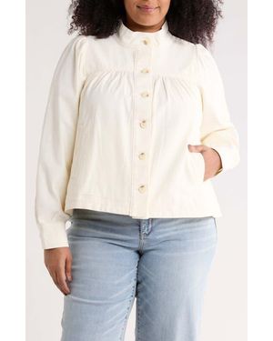 Treasure & Bond High Neck Stretch Cotton Twill Jacket - White