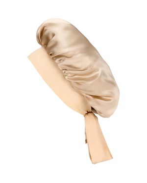 BLISSY Bow Mulberry Silk Bonnet - Natural