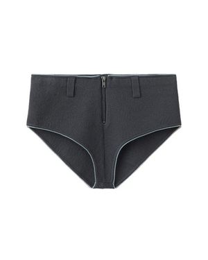 Mango Contrasted Trim Knit Shorts - Black