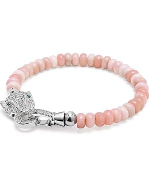 Nialaya Panther Head Beaded Bracelet - Pink