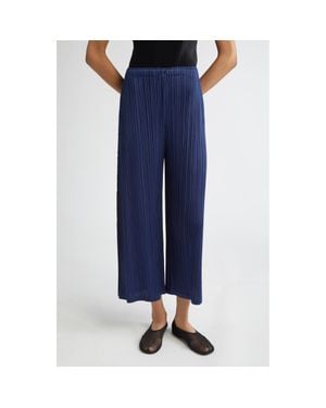 Pleats Please Issey Miyake Merry Bicolor Ankle Wide Leg Pants - Blue