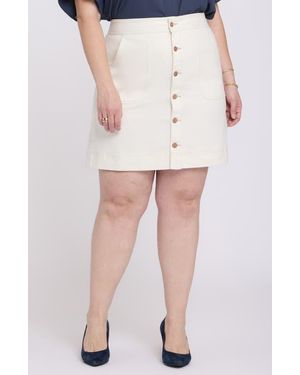 NYDJ High Waist A-Line Denim Utility Skirt - White