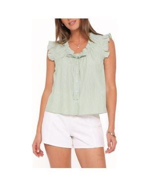 Petal & Pup Luisa Ruffle Trim Stripe Shirt - Green