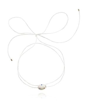 Saule Label Lily Tie Jet Necklace - White