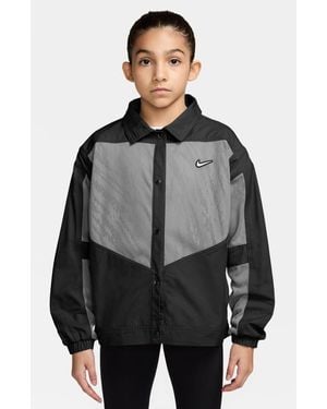Nike Kids' Sportswear Mesh Panel Snap Jacket - Gray