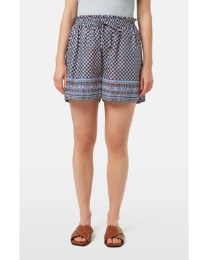 Scotch & Soda High Waist Stripe Cotton Blend Drawstring Shorts - Blue