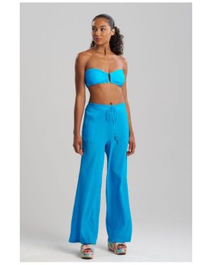 Natori Cotton Gauze Pants With Tassel - Blue