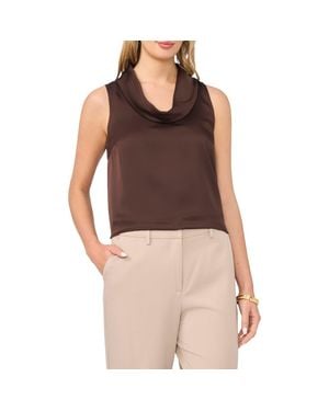 Vince Camuto Cowl Neck Satin Charmeuse Sleeveless Top - Brown