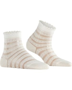 FALKE Stripe Border Lace Ankle Socks - White