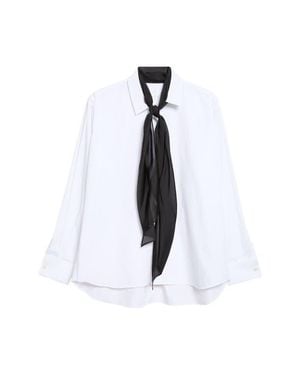 Sacai Poplin Button-Up Shirt With Satin Tie - Black