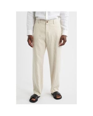 NN07 1454 Aden Flat Front Linen Chinos - Natural