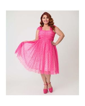 Unique Vintage Plus Size Garden State Swing Dress - Pink