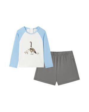 Milkbarn Long Sleeve Shirt And Trunks Swim Set - Blue