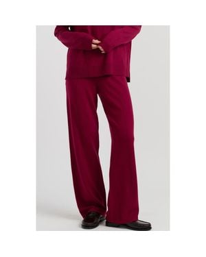 Chinti & Parker Wool Cashmere Wide Leg Track Pants - Red
