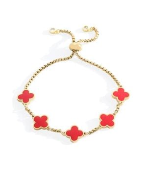 Mint & Lily Clover Enamel Bracelet - Red