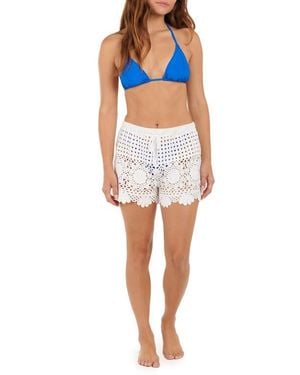 Citrus Crochet Cover-Up Shorts - Blue