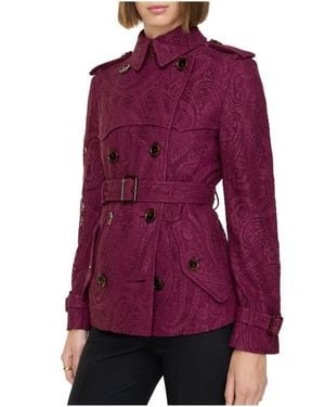 Burberry Short Paisley Lace Foxfield Trench Coat - Purple