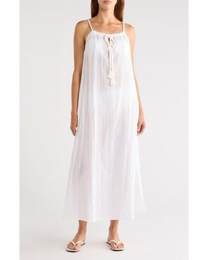 Nordstrom Textured Stripe Cotton Cover-Up Maxi Dress - White