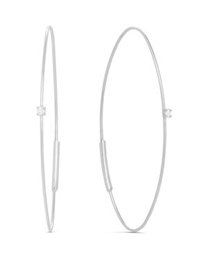 Lana Jewelry 14K Diamond Oval Hoop Threader Earrings - White