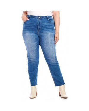 Karen Kane Raw Hem Straight Leg Jeans - Blue