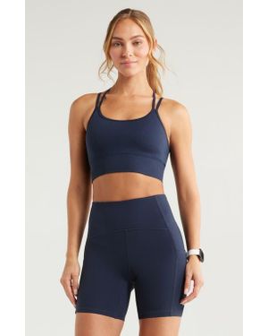 Zella Seamless Strappy Sports Bra - Blue